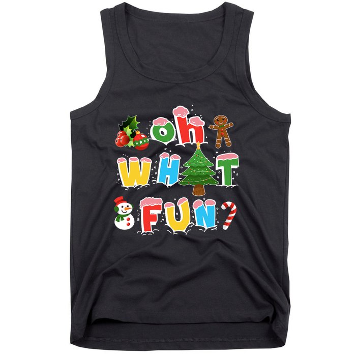 Christmas Oh What Fun Tree Xmas Pajama Holiday Party Gifts Tank Top