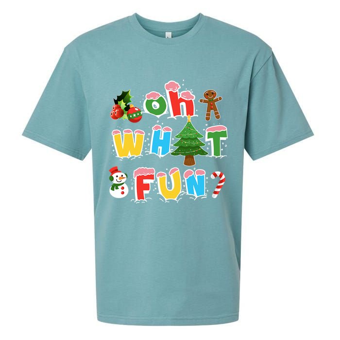 Christmas Oh What Fun Tree Xmas Pajama Holiday Party Gifts Sueded Cloud Jersey T-Shirt