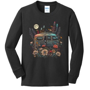 camping outdoor with freinds in the forest Hiking Camping Kids Long Sleeve Shirt