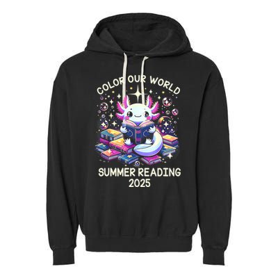 Color Our World Summer Reading Program 2025 Cute Axolotl Garment-Dyed Fleece Hoodie