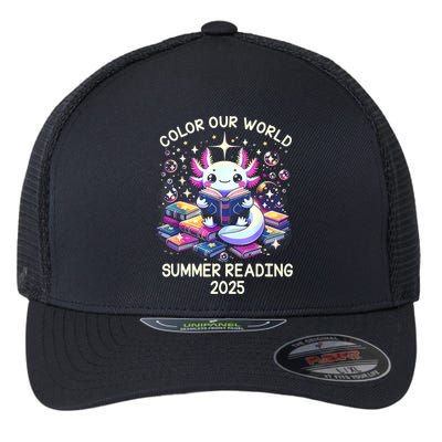Color Our World Summer Reading Program 2025 Cute Axolotl Flexfit Unipanel Trucker Cap