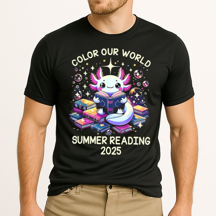 Color Our World Summer Reading Program 2025 Cute Axolotl Performance Shirt