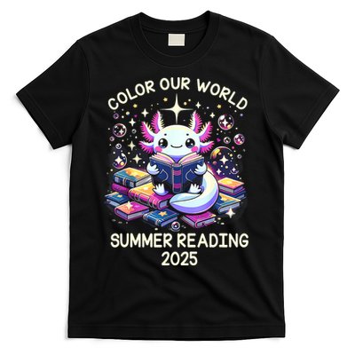 Color Our World Summer Reading Program 2025 Cute Axolotl T-Shirt