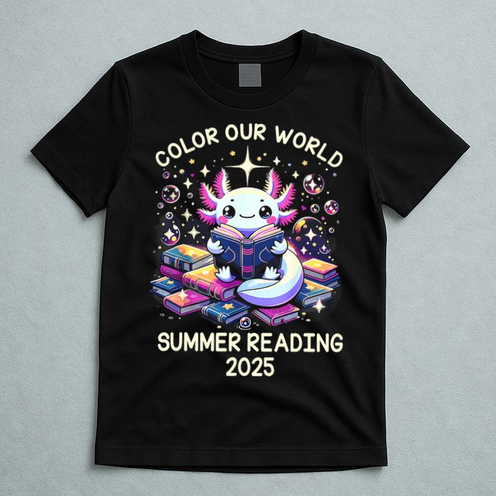 Color Our World Summer Reading Program 2025 Cute Axolotl T-Shirt