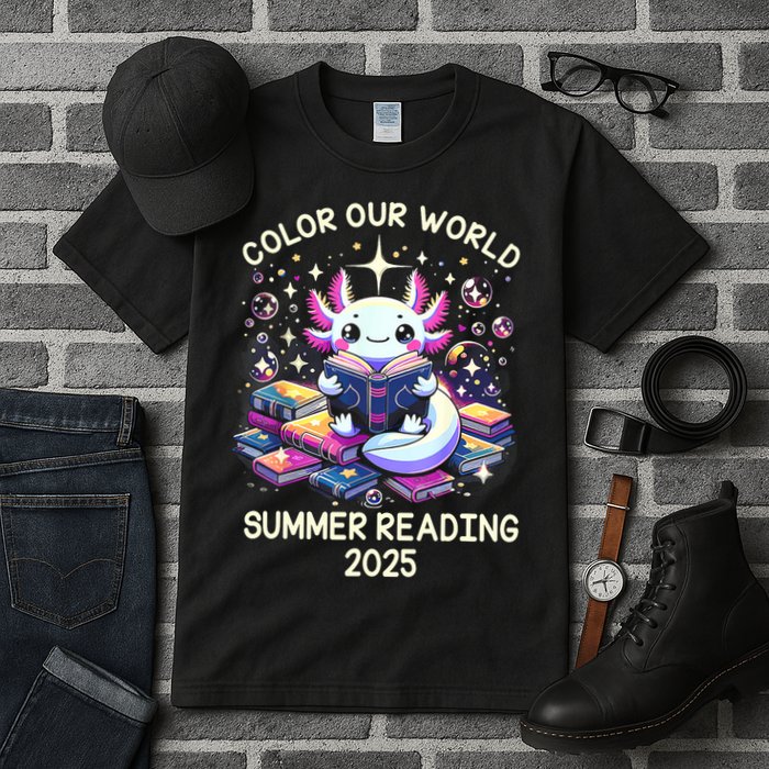 Color Our World Summer Reading Program 2025 Cute Axolotl Tall T-Shirt