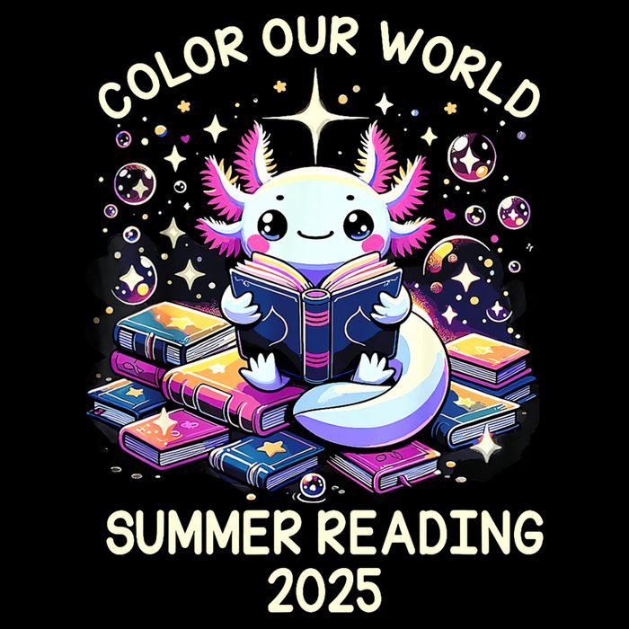 Color Our World Summer Reading Program 2025 Cute Axolotl Button