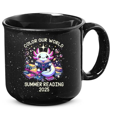 Color Our World Summer Reading Program 2025 Cute Axolotl 15oz Campfire Ceramic Mug
