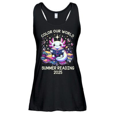 Color Our World Summer Reading Program 2025 Cute Axolotl Ladies Essential Flowy Tank