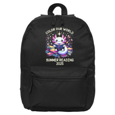 Color Our World Summer Reading Program 2025 Cute Axolotl 16 in Basic Backpack