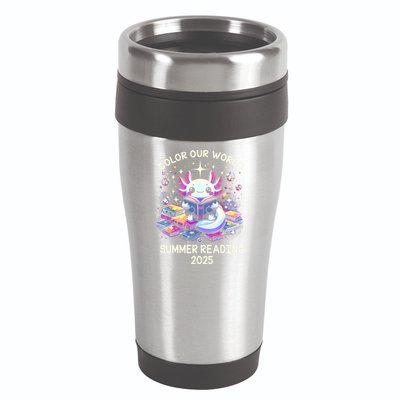 Color Our World Summer Reading Program 2025 Cute Axolotl 16oz Travel Tumbler