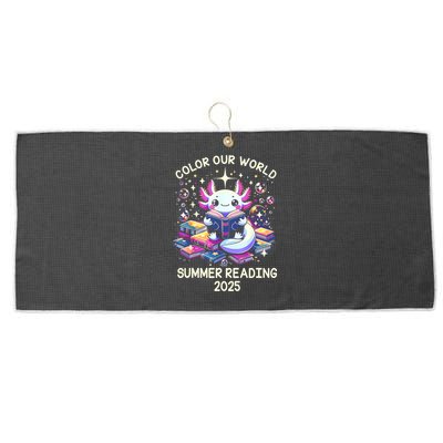 Color Our World Summer Reading Program 2025 Cute Axolotl Large Microfiber Waffle Golf Towel