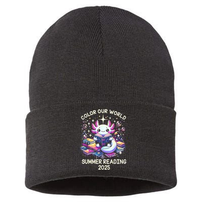 Color Our World Summer Reading Program 2025 Cute Axolotl Sustainable Knit Beanie