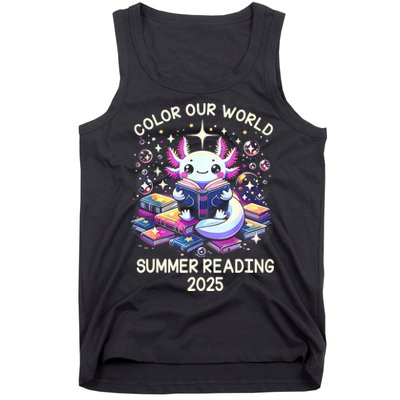 Color Our World Summer Reading Program 2025 Cute Axolotl Tank Top