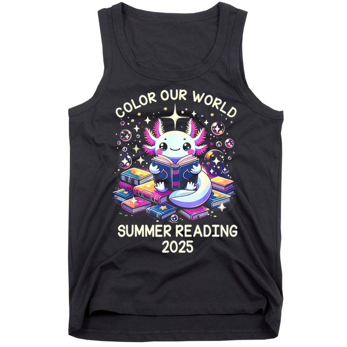Color Our World Summer Reading Program 2025 Cute Axolotl Tank Top