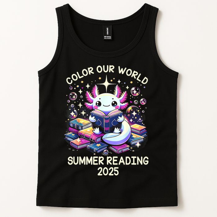 Color Our World Summer Reading Program 2025 Cute Axolotl Tank Top