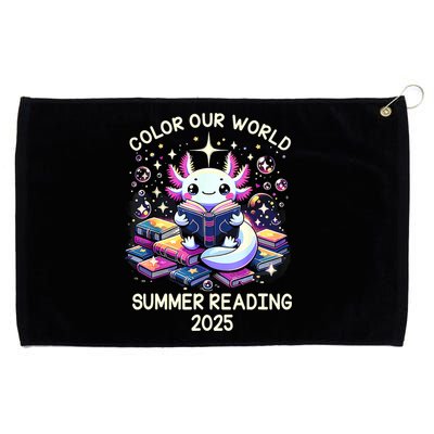 Color Our World Summer Reading Program 2025 Cute Axolotl Grommeted Golf Towel