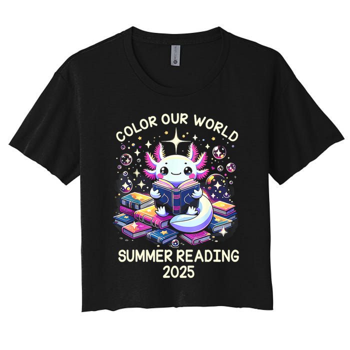 Color Our World Summer Reading Program 2025 Cute Axolotl Crop Top