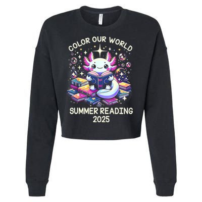 Color Our World Summer Reading Program 2025 Cute Axolotl Cropped Pullover Crew