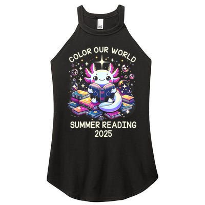 Color Our World Summer Reading Program 2025 Cute Axolotl Women's Perfect Tri Rocker Tank