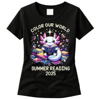 Color Our World Summer Reading Program 2025 Cute Axolotl Womens T-Shirt