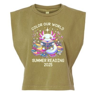 Color Our World Summer Reading Program 2025 Cute Axolotl Garment-Dyed Women's Muscle Tee