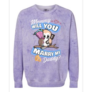 Cute Owl Wedding Offer Mommy Will You Marry My Daddy Funny Gift Colorblast Crewneck Sweatshirt