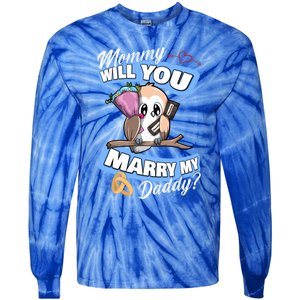 Cute Owl Wedding Offer Mommy Will You Marry My Daddy Funny Gift Tie-Dye Long Sleeve Shirt