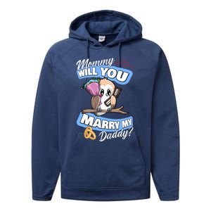 Cute Owl Wedding Offer Mommy Will You Marry My Daddy Funny Gift Performance Fleece Hoodie