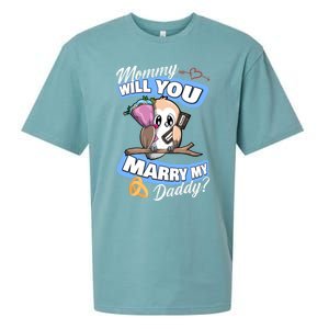 Cute Owl Wedding Offer Mommy Will You Marry My Daddy Funny Gift Sueded Cloud Jersey T-Shirt