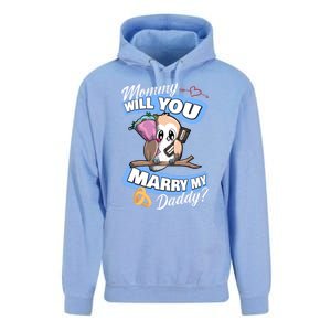 Cute Owl Wedding Offer Mommy Will You Marry My Daddy Funny Gift Unisex Surf Hoodie