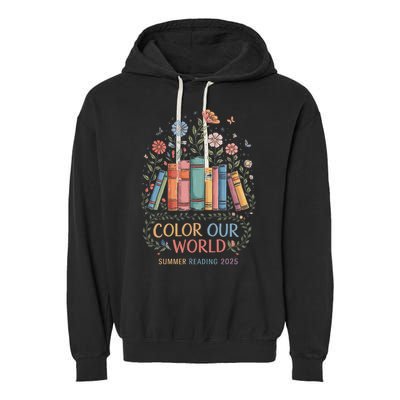 Color Our World Summer Reading 2025 Book Wildflowers Funny Garment-Dyed Fleece Hoodie