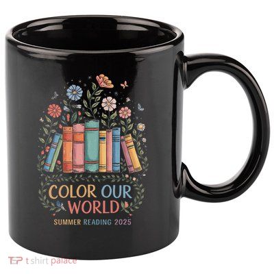 Color Our World Summer Reading 2025 Book Wildflowers Funny 11oz C Handle Ceramic Mug