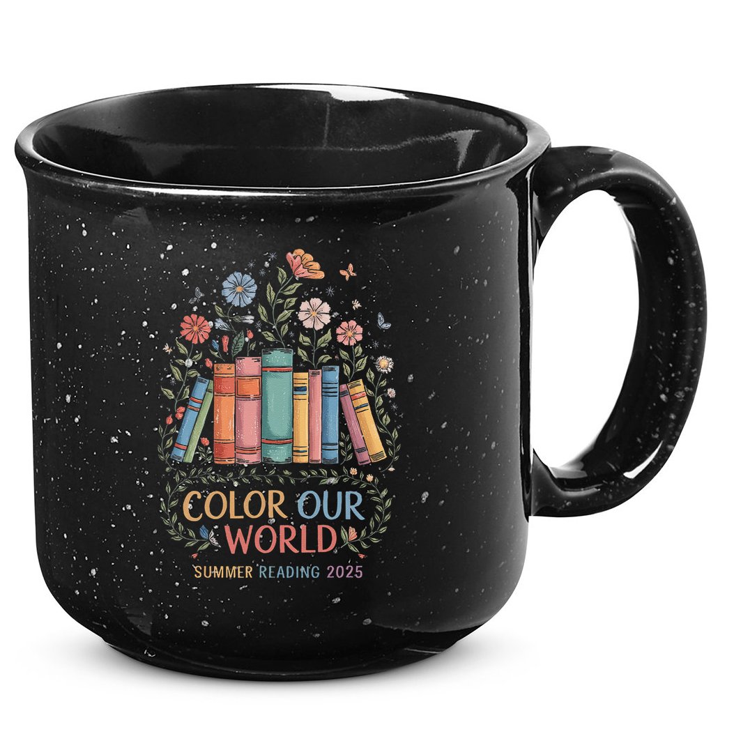 Color Our World Summer Reading 2025 Book Wildflowers Funny 15oz Campfire Ceramic Mug