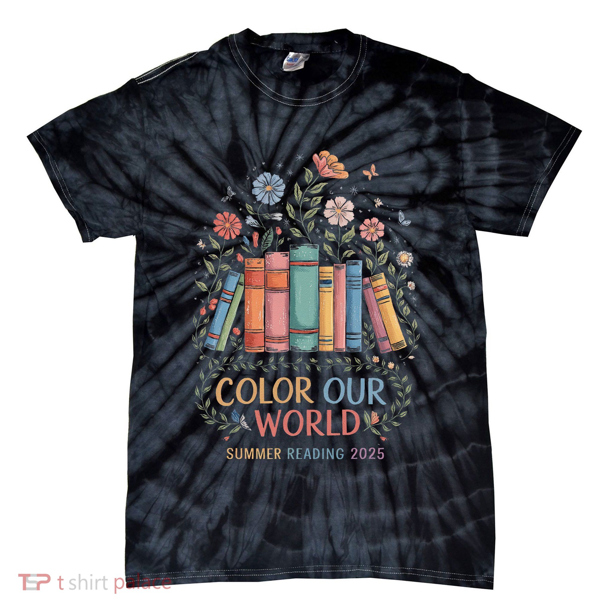 Color Our World Summer Reading 2025 Book Wildflowers Funny Tie-Dye T-Shirt