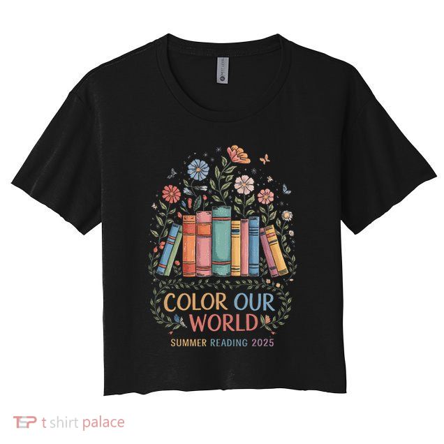 Color Our World Summer Reading 2025 Book Wildflowers Funny Crop Top