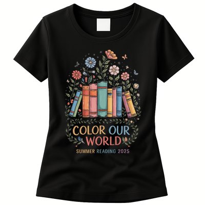 Color Our World Summer Reading 2025 Book Wildflowers Funny Womens T-Shirt