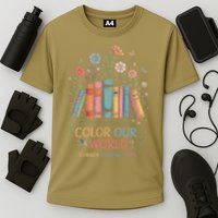 Color Our World Summer Reading 2025 Book Wildflowers Funny Cooling Performance Crew T-Shirt