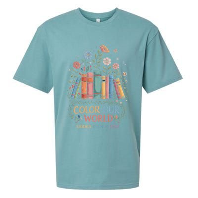 Color Our World Summer Reading 2025 Book Wildflowers Funny Sueded Cloud Jersey T-Shirt