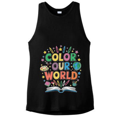 Color Our World Summer Reading Art And Creativity Enthusiast Ladies PosiCharge Tri-Blend Wicking Tank
