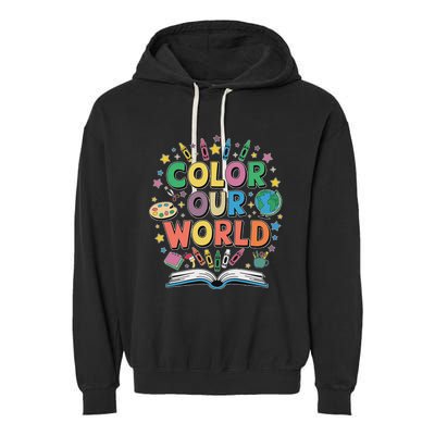 Color Our World Summer Reading Art And Creativity Enthusiast Garment-Dyed Fleece Hoodie