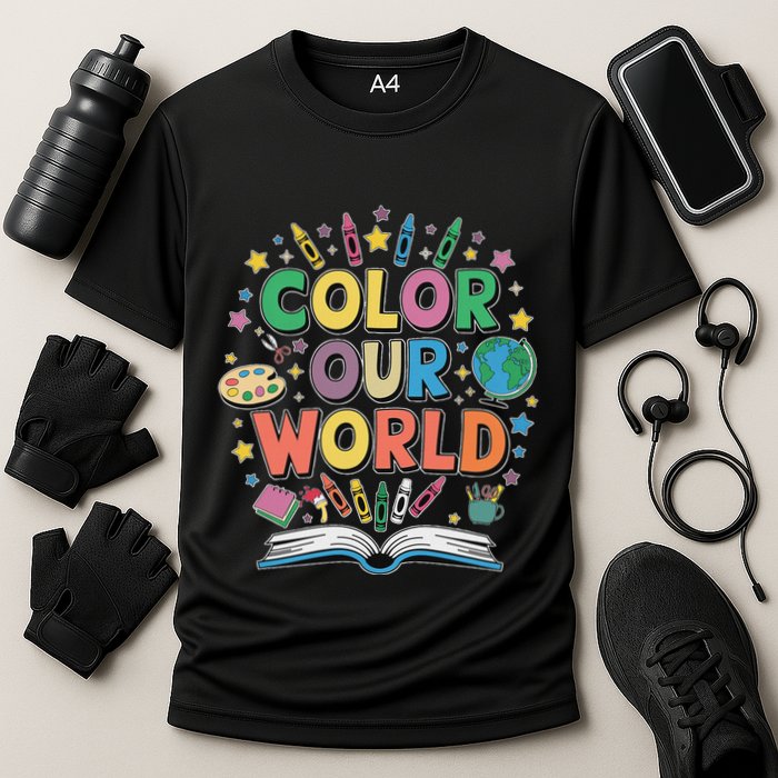 Color Our World Summer Reading Art And Creativity Enthusiast Performance Shirt
