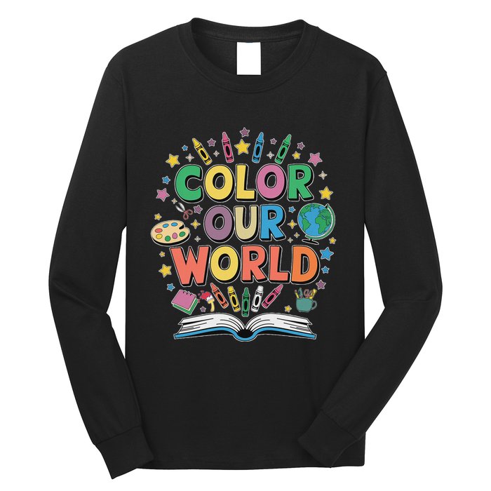 Color Our World Summer Reading Art And Creativity Enthusiast Long Sleeve Shirt