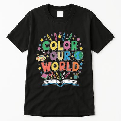 Color Our World Summer Reading Art And Creativity Enthusiast Tall T-Shirt