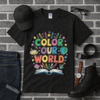 Color Our World Summer Reading Art And Creativity Enthusiast Tall T-Shirt