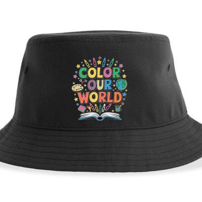 Color Our World Summer Reading Art And Creativity Enthusiast Sustainable Bucket Hat