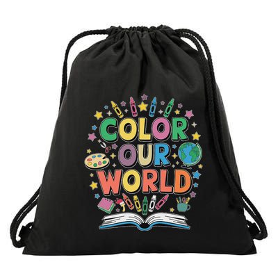 Color Our World Summer Reading Art And Creativity Enthusiast Drawstring Bag