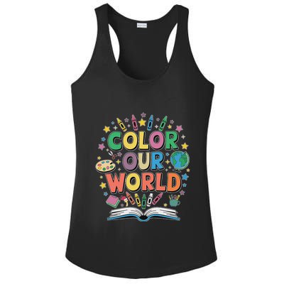 Color Our World Summer Reading Art And Creativity Enthusiast Ladies PosiCharge Competitor Racerback Tank