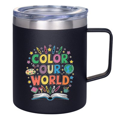 Color Our World Summer Reading Art And Creativity Enthusiast 12oz Stainless Steel Coffee Mug
