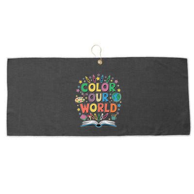 Color Our World Summer Reading Art And Creativity Enthusiast Large Microfiber Waffle Golf Towel