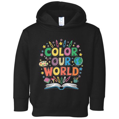 Color Our World Summer Reading Art And Creativity Enthusiast Toddler Hoodie